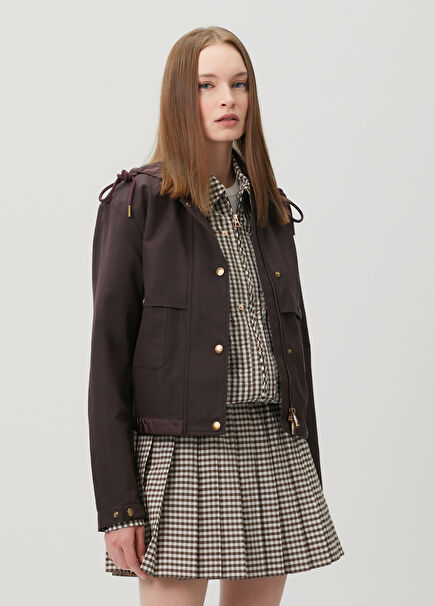 Aconitum Brown Hooded Jacket