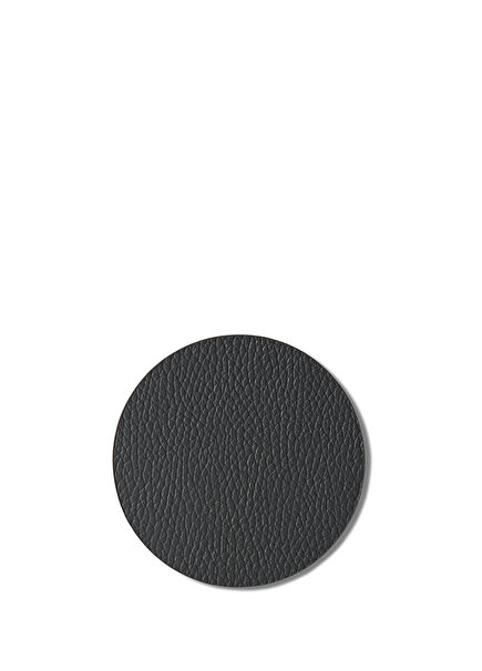Siyah Yuvarlak Deri Bardak Altlığı