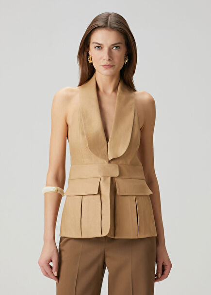 Micoli Beige Linen Vest