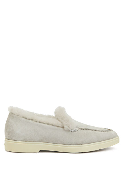 Grey Women's Leather Loafers