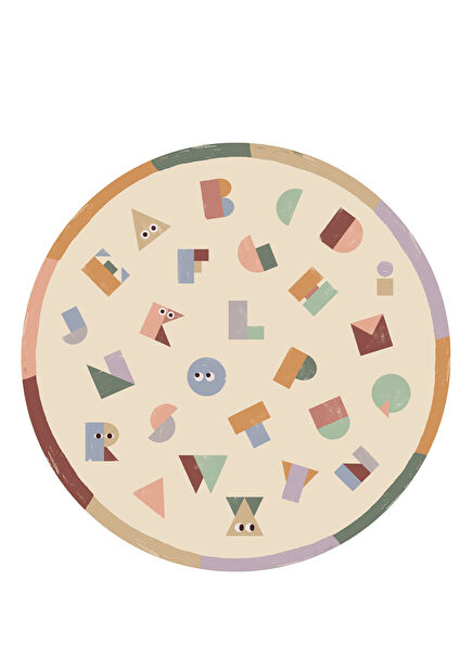 Spell The Fun Alphabet Harfli Yuvarlak Çocuk Halısı 120 cm