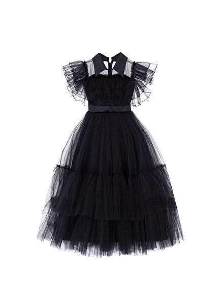 Gothic Elegance Black Girls' Costume Dress