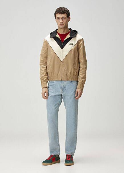 VLogo Bej Siyah Kapüşonlu Mont