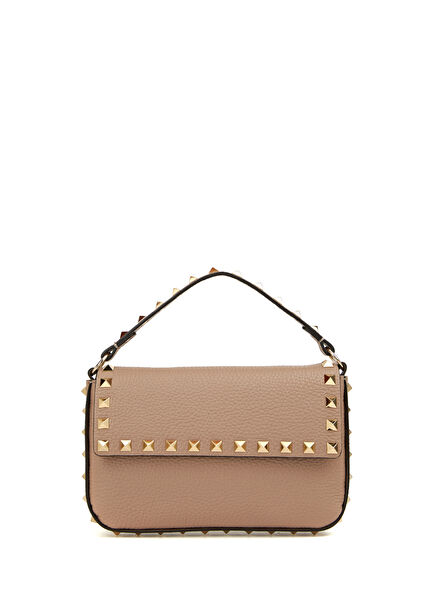 Rockstud Pudra Kadın Deri Omuz Çantası