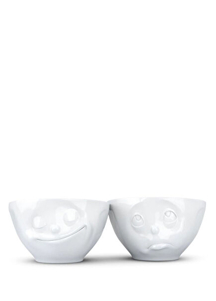 Happy & Oh Please White Porcelain Set of 2 Bowls