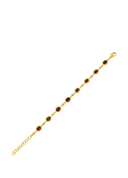 24K Gold Women's Bracelet with Ruby & Diamonds