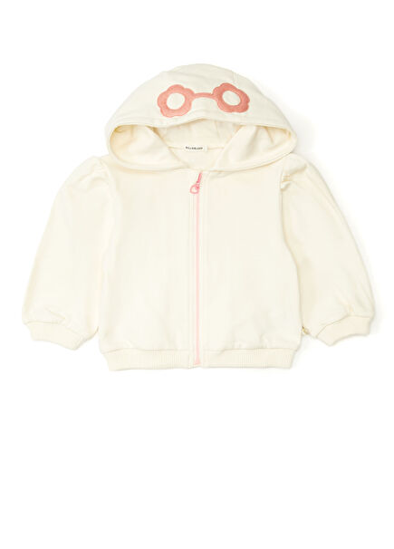 Krem Kapüşonlu Kız Çocuk Sweatshirt
