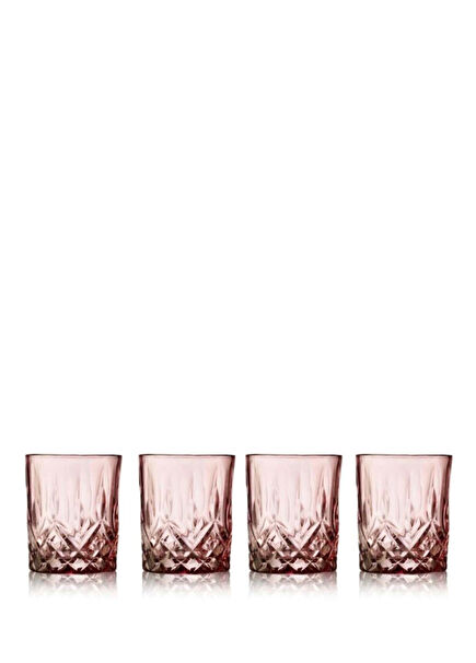 Sorrento Pembe Cam 4'lü Viski Bardağı Seti