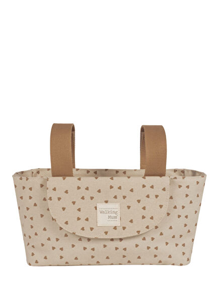 Poppy Cinnamon Brown Heart Patterned Stroller Organizer Bag