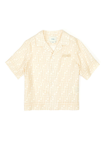 Beige Logo Baby Boy Linen Shirt