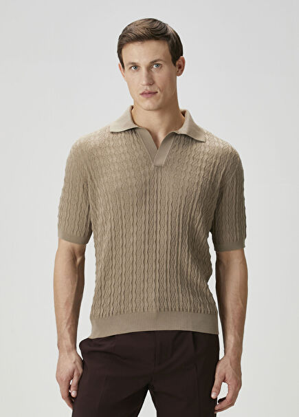 Beige Polo Neck Knitwear