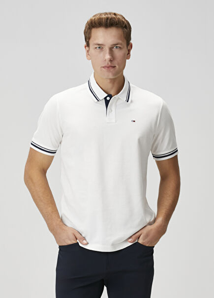 Regular Fit Beyaz Polo Yaka T-shirt