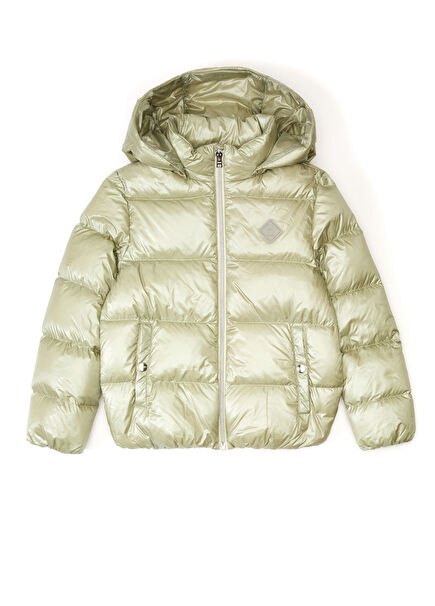 Yeşil Kapitoneli Çocuk Puffer Mont