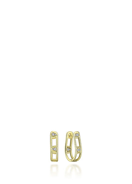 Pathra Sleek Hoop Small Diamond 14K Gold Single Women's Earrings