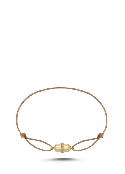 Bullet Thread Beige Diamond Men's Gold Bracelet