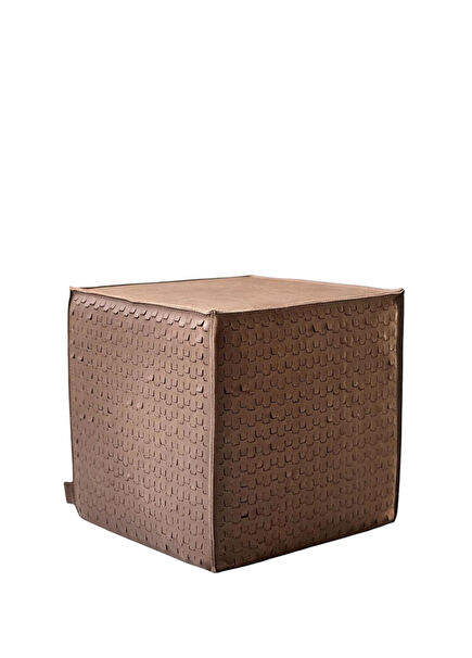 Alf Cast Kahve Lamelle Deri Puf