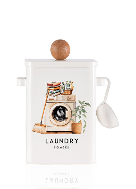 Storage Patterned White Metal Detergent Storage Container