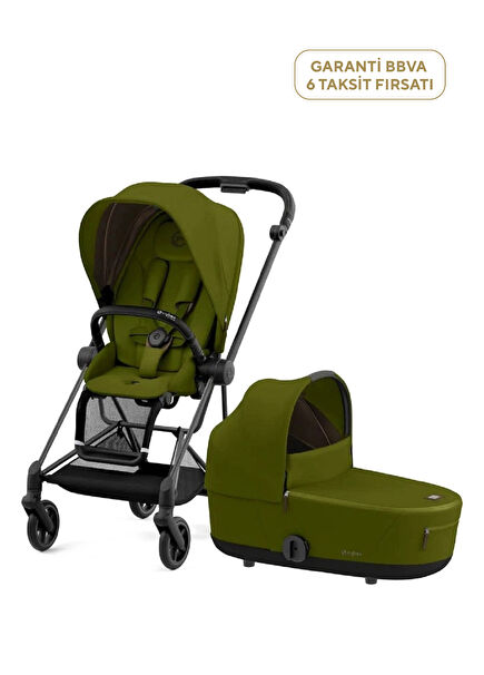 Mios Matt Black Khaki Green Portbebeli Bebek Arabası Seti