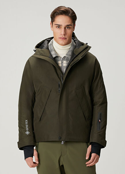 Haki Kapüşonlu Kayak Montu