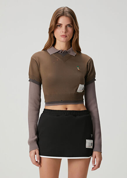 Triple Layered Kahverengi Polo Sweatshirt