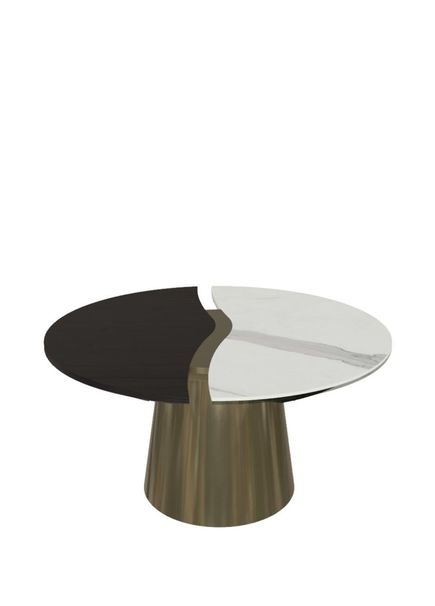 Yang 60 Oak Metal Round Coffee Table