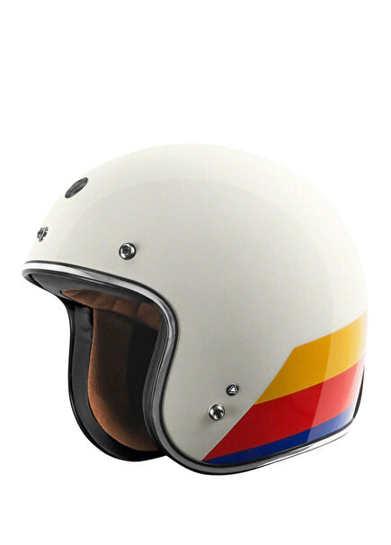 T-50 Del Mar Full Tree Beyaz Kırmızı Mavi Açık Motosiklet Kaskı 