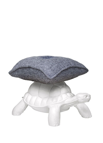 Turtle Carry Beyaz Kaplumbağa Figürlü Puf