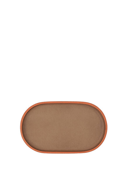 Plato Oval no.02 Beige Leather Organizer Tray