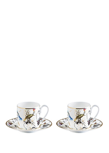 Garden's Birds Kuş Desenli Porselen 2 Kişilik Türk Kahvesi Fincan Takımı