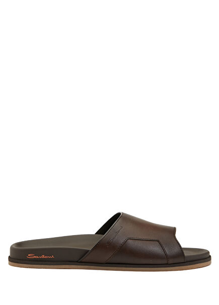 Dark Brown Men's Leather Slippers