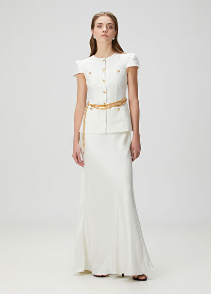 Cream Maxi Evening Dress