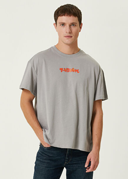 Feast Grey Printed Oversize Short Sleeve Men's T-shirt