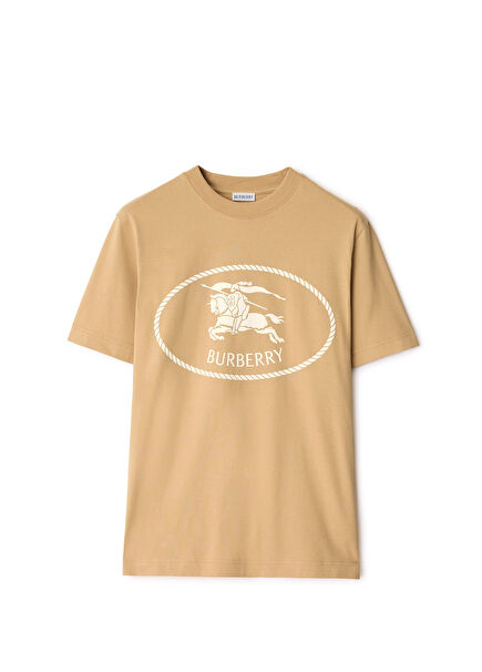 Knight Stamp Cotton Bej Pamuklu Kısa Kollu Erkek T-Shirt