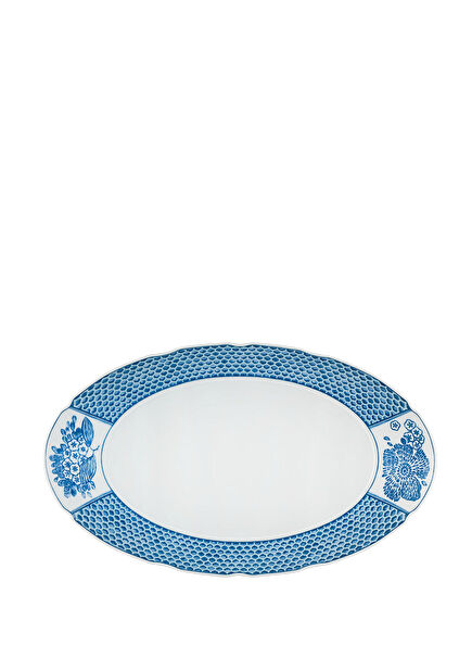 Coraline Mavi Oval Porselen Servis Tabağı