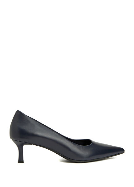 Lacivert Deri Stiletto