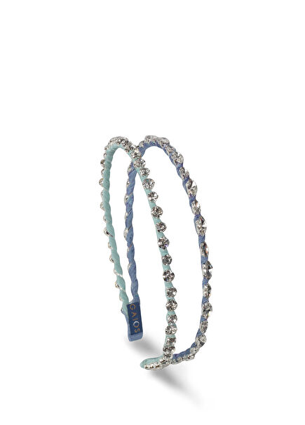 Double Layerd Dusty Sparkle Mavi Yeşil Kristal Taşlı Kadın Taç