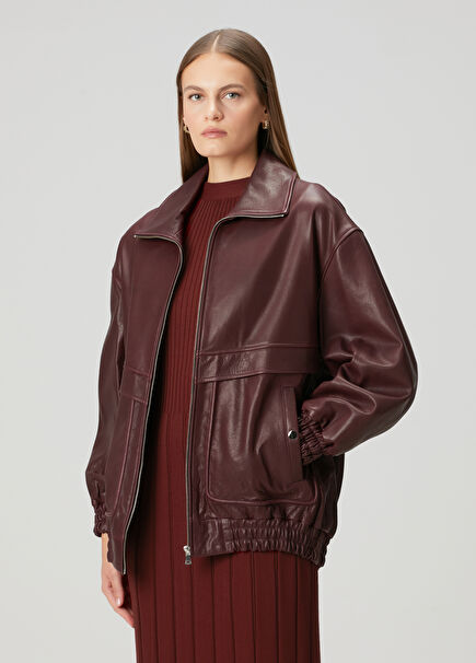 Beck Bordo Deri Ceket