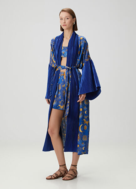 Elio Blue Patterned Kimono