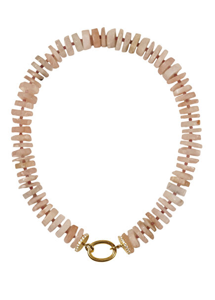 Bloom Pembe Opal Taşı 925 Ayar Gümüş Üzeri Altın Kaplama Kadın Kolye