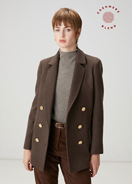 Camel Hair Double-Breasted Cashmere Blazer