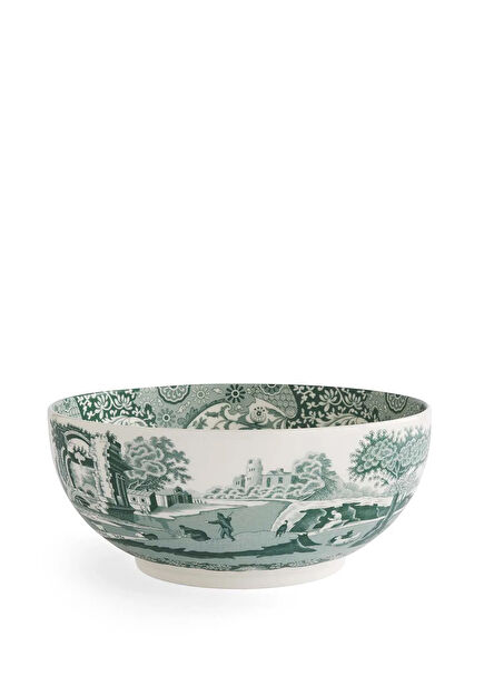 Green Italian Porcelain Salad Bowl