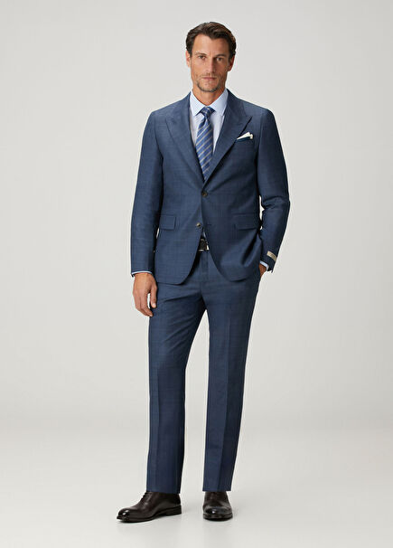 Indigo Plaid Wool Suit