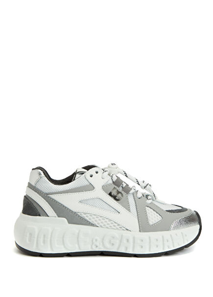 White Grey Boys Leather Sneakers