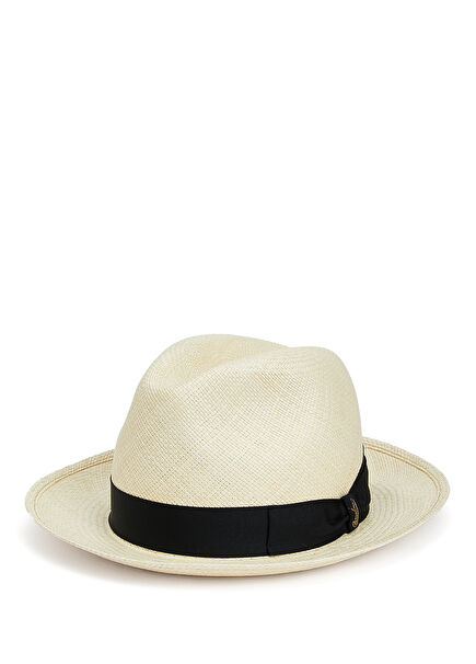 Navy Blue Beige Men's Straw Hat