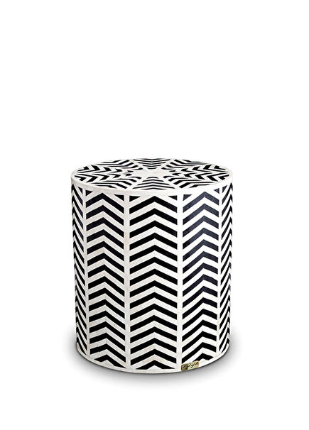 Ahşap Siyah ve Beyaz Yuvarlak Orta Sehpa