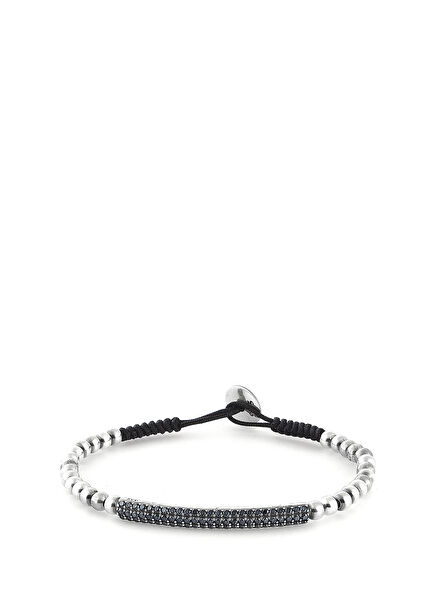 Pipe Zircon Men's Silver Bracelet