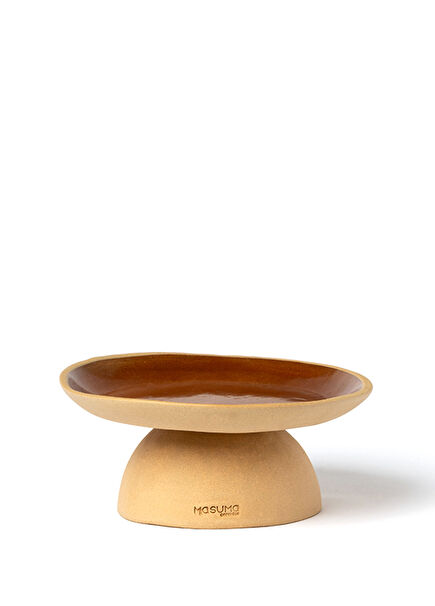 Mocha Stoneware Ayaklı Küçük Boy Sunum Tabağı 16,5 cm