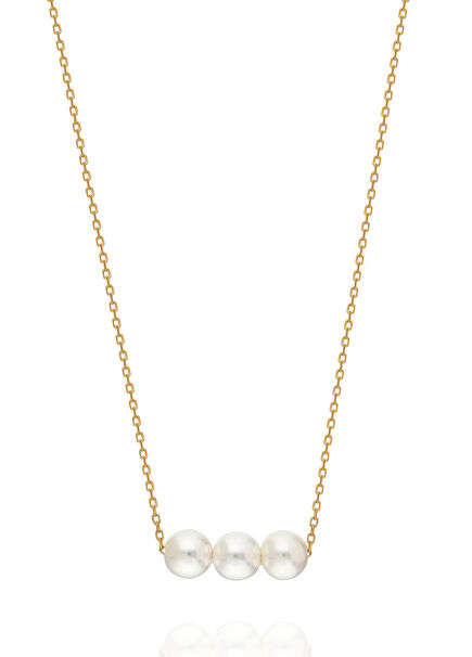 İncili Kadın Altın Kaplama Kolye