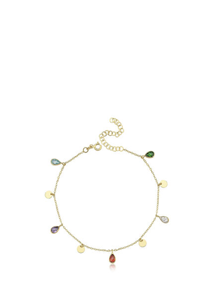 Multi Color 14 Ayar Altın Kadın Halhal