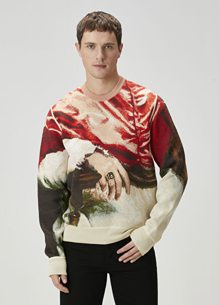 Multicolored Figure Jacquard Sweater